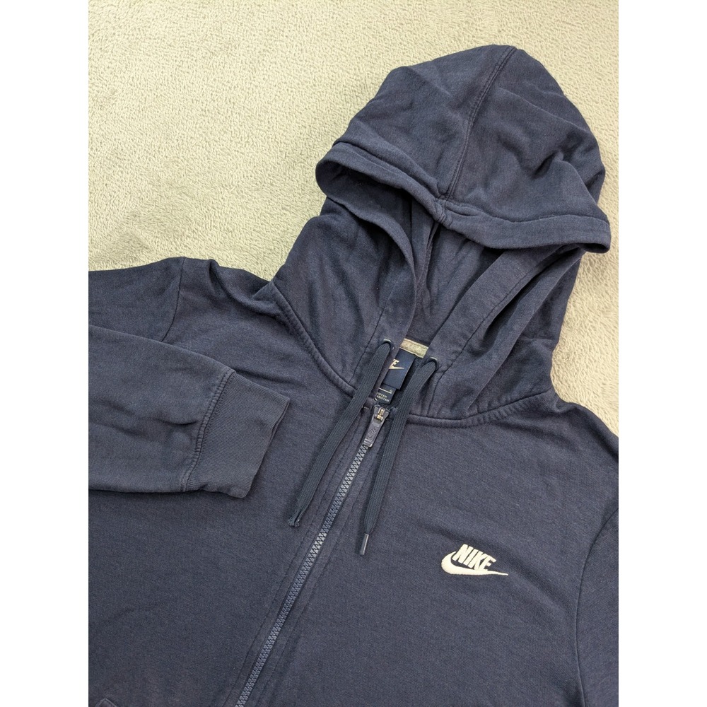 Nike Mens Full Zip Hoodie Navy Blue Embroidered Logo Sweatshirt Large